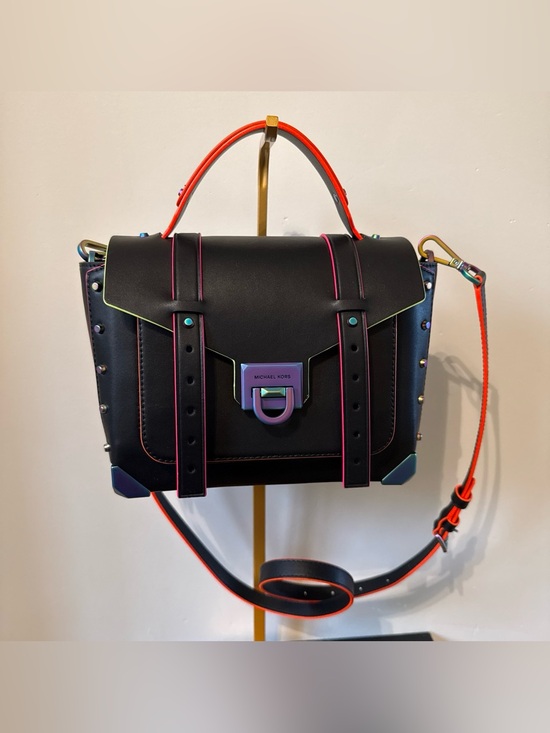 Michael Kors Handbags - Michael Kors Manhattan Satchel with Neon Trim and Iridescent Hardware